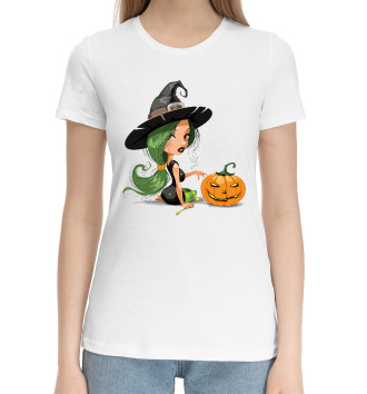 Хлопковая футболка Girl with pumpkin