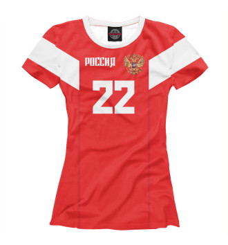 Футболка для девочек Номер 22 - Дзюба. Надпись на Русском