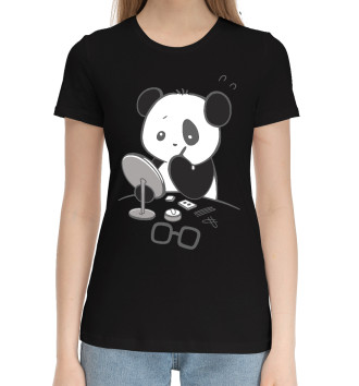Женская Хлопковая футболка Панда красит глаза
