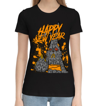 Женская Хлопковая футболка Happy New Year