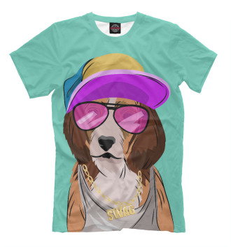 Футболка Собака, одетая в стиле хип-хоп