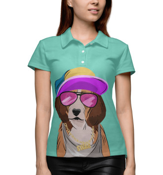 Женское Поло Собака, одетая в стиле хип-хоп