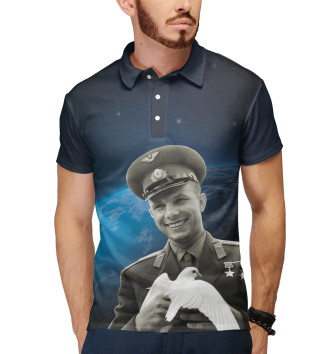 Мужское Поло Гагарин с голубем мира