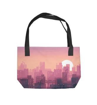 Пляжная сумка Пиксельный пейзаж