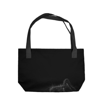 Пляжная сумка Черная кошка в черной комнате