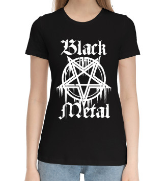 Женская Хлопковая футболка Black metal