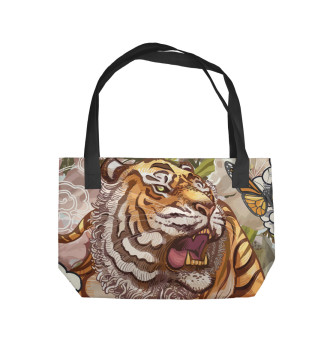 Пляжная сумка Тигр в садах сакуры