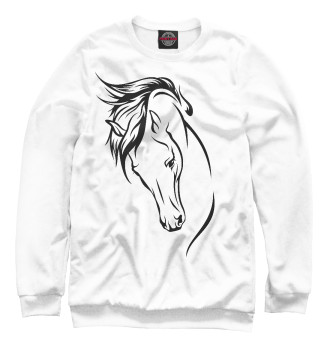 Мужской Свитшот Лошадь на белоснежном фоне