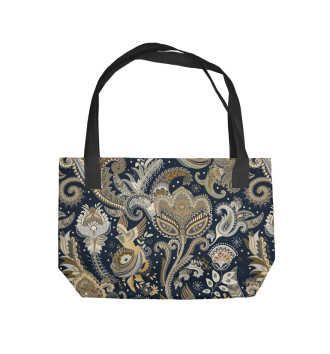 Пляжная сумка Орнамент с цветами и птицами