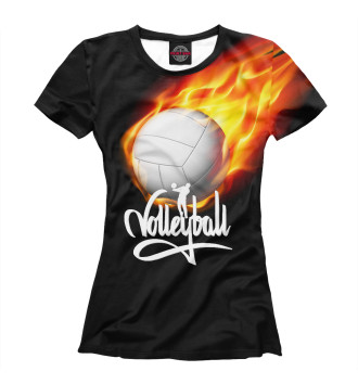 Женская Футболка Волейбольный мяч в огне