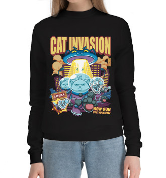 Хлопковый свитшот Cat Invasion: Tesla Gun