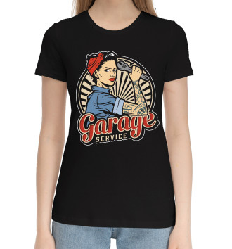 Женская Хлопковая футболка Garage service