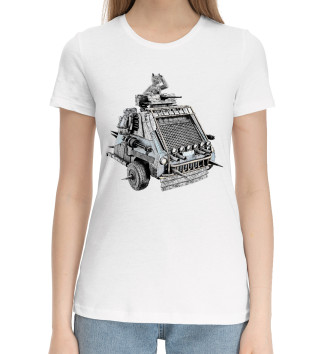 Женская Хлопковая футболка Кот на танке