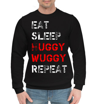 Мужской Хлопковый свитшот Eat Sleep Huggy Wuggy Repeat