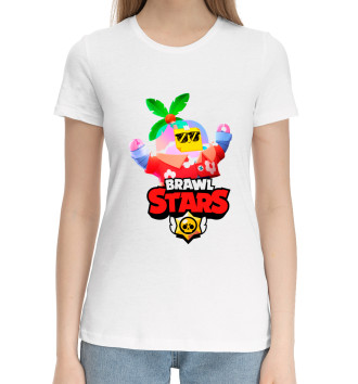 Женская Хлопковая футболка BRAWL STARS TROPICAL SPROUT