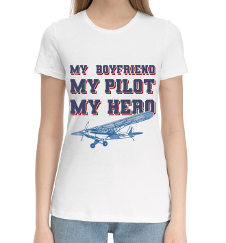 Женская Хлопковая футболка Мой друг, мой пилот