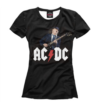 Женская Футболка AC/DC & гитарист Ангус  Янг