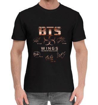 Мужская Хлопковая футболка BTS Wings автографы