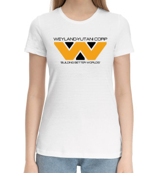Женская Хлопковая футболка weyland corp dark