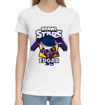 Женская Хлопковая футболка Brawl Stars, Edgar