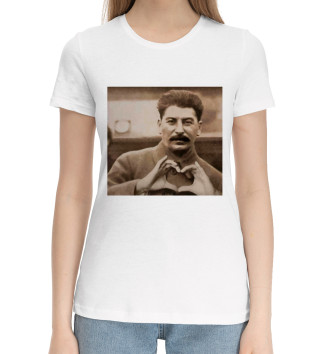 Женская Хлопковая футболка Сталин - Love