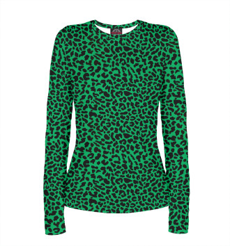 Лонгслив Леопардовый узор зеленый