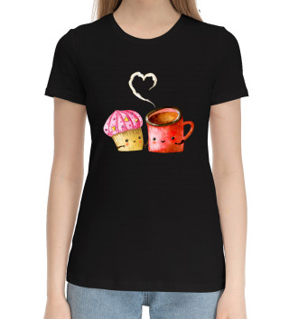 Женская Хлопковая футболка Мороженка и кофе