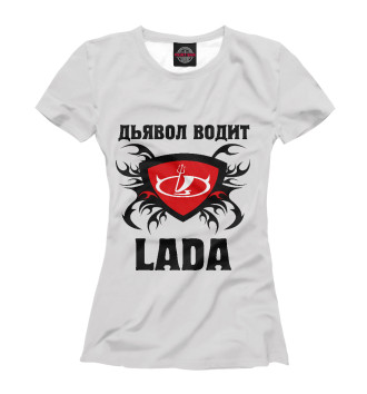 Женская Футболка Дьявол водит Lada