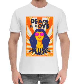 Мужская Хлопковая футболка Peace adn love