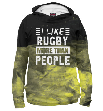 Женское Худи I like Rugby more than Peop