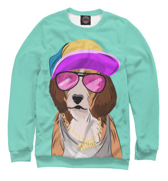 Мужской Свитшот Собака, одетая в стиле хип-хоп