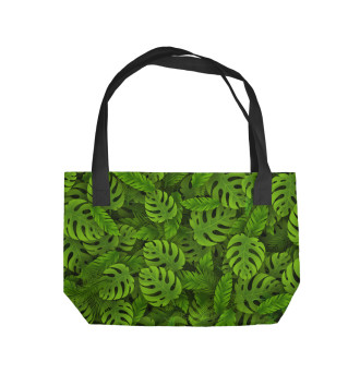 Пляжная сумка Зеленые тропические листья