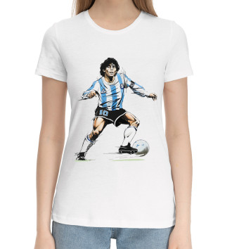 Женская Хлопковая футболка Diego Maradona
