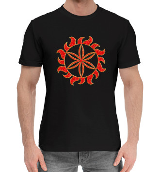 Мужская Хлопковая футболка Символ Колесо Перуна