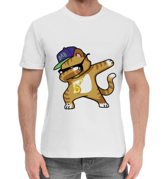 Мужская Хлопковая футболка Cat dab