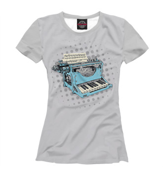 Футболка для девочек Piano Typewriter