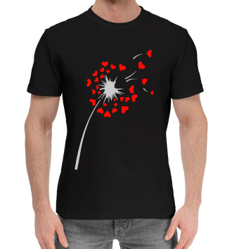 Мужская Хлопковая футболка Сердечный одуванчик