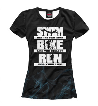 Футболка для девочек Swim Bike Run Triathlon