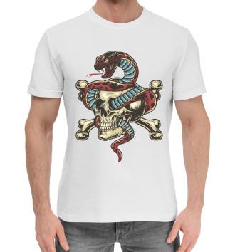 Мужская Хлопковая футболка Череп змей