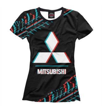 Футболка для девочек Значок Mitsubishi Glitch