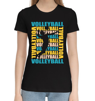 Женская Хлопковая футболка Volleyball