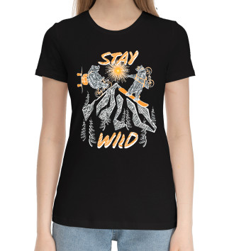 Женская Хлопковая футболка STAY WILD