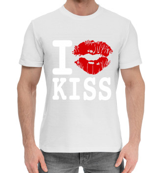 Мужская Хлопковая футболка Я люблю целоваться