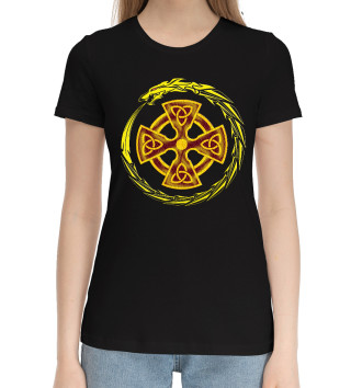 Хлопковая футболка Кельтский крест на чёрном
