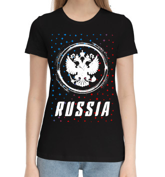 Женская Хлопковая футболка Россия Sport - Герб