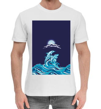 Мужская Хлопковая футболка Дельфины