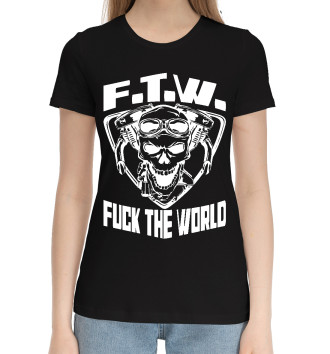Женская Хлопковая футболка К чёрту весь мир!