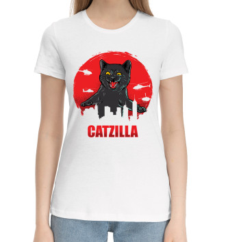 Женская Хлопковая футболка CATZILLA