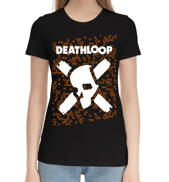 Женская Хлопковая футболка Deathloop - Skull - Triangles