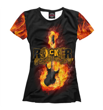 Футболка для девочек Fire Guitar Rocker